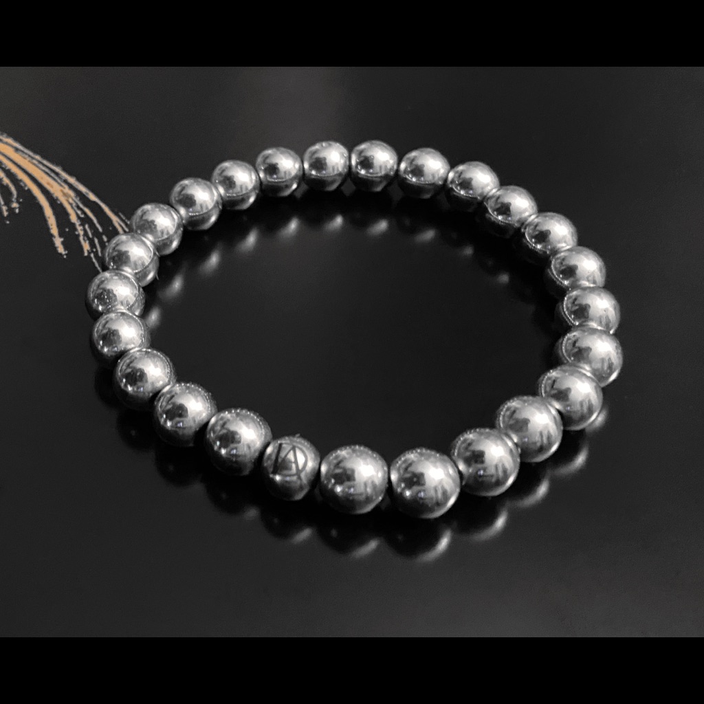 Demarcus Alexan 8mm Silver Hematite Bead Bracelet